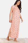 Zivame Pretty Florals Woven Full Length Nightdress - Peach Parfait — thumbnail 3